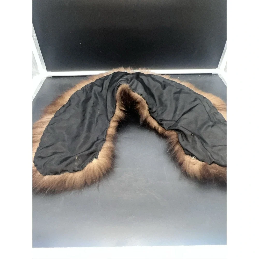 VTG Genuine Mink Fur Collar Brown Lined w/ Hook & Eye Closure 1960s 28